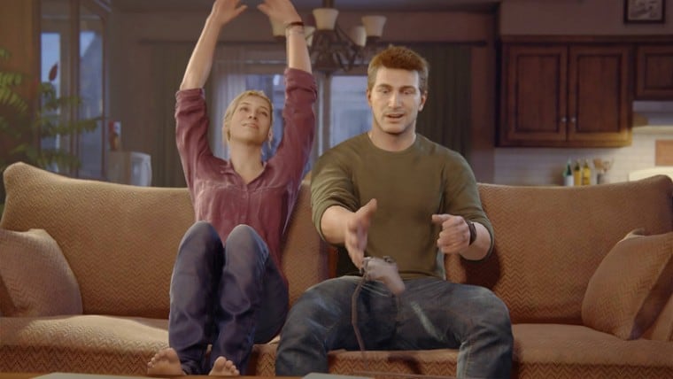 Nathan and Elena playing Crash Bandicoot