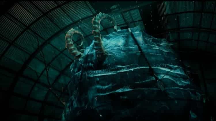 Joulupukki frozen in ice.