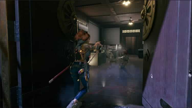 Hannah rushing 2 enemies with pistol