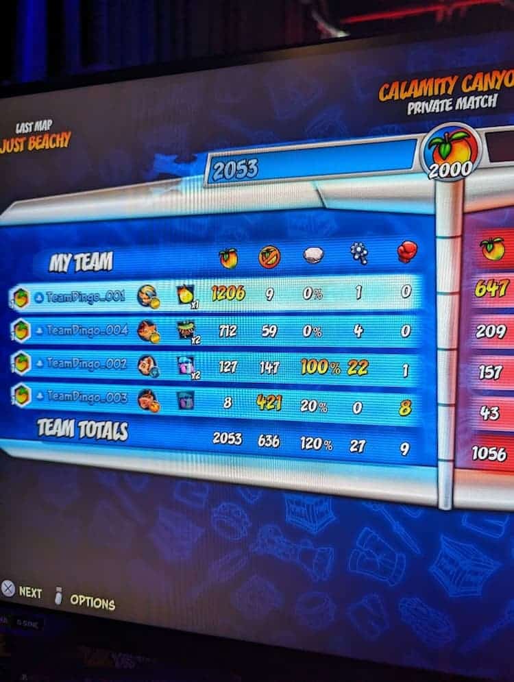 A photo of the results of a match