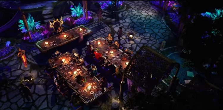 A beautifully rendered outdoor dining area.