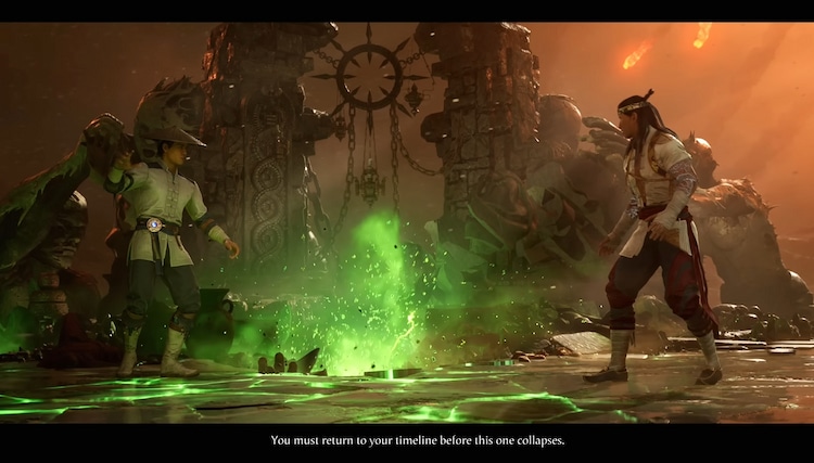 Liu Kang sends your character back to their timeline after defeating the final enemy.