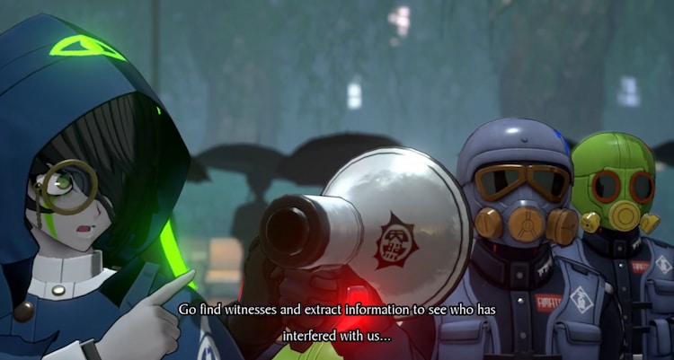 The peacekeepers discuss stopping the detectives in wacky outfits